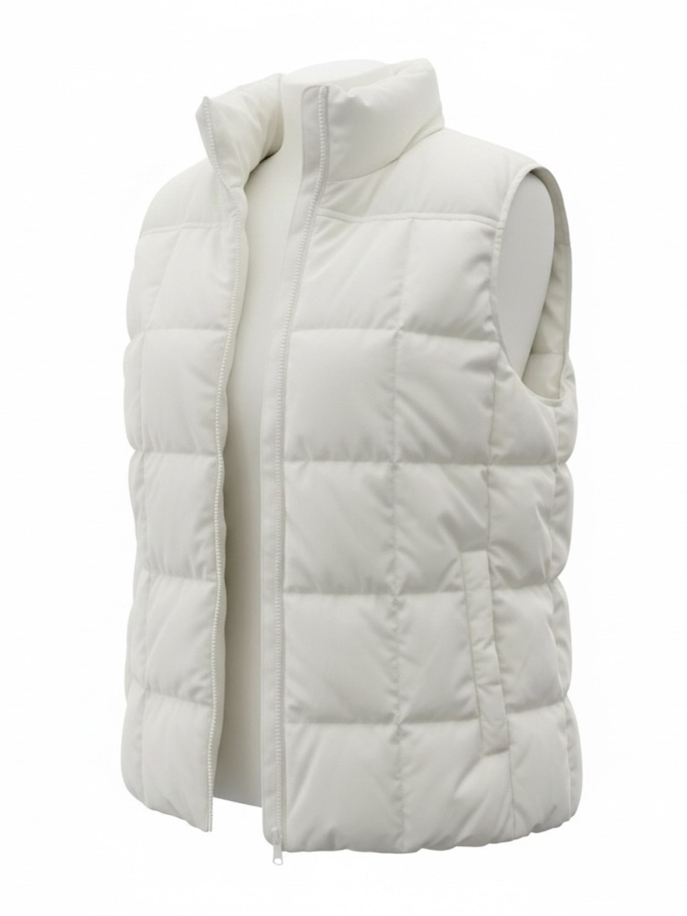 Lands End Women's White Quilted Dow Insulated Vest Large